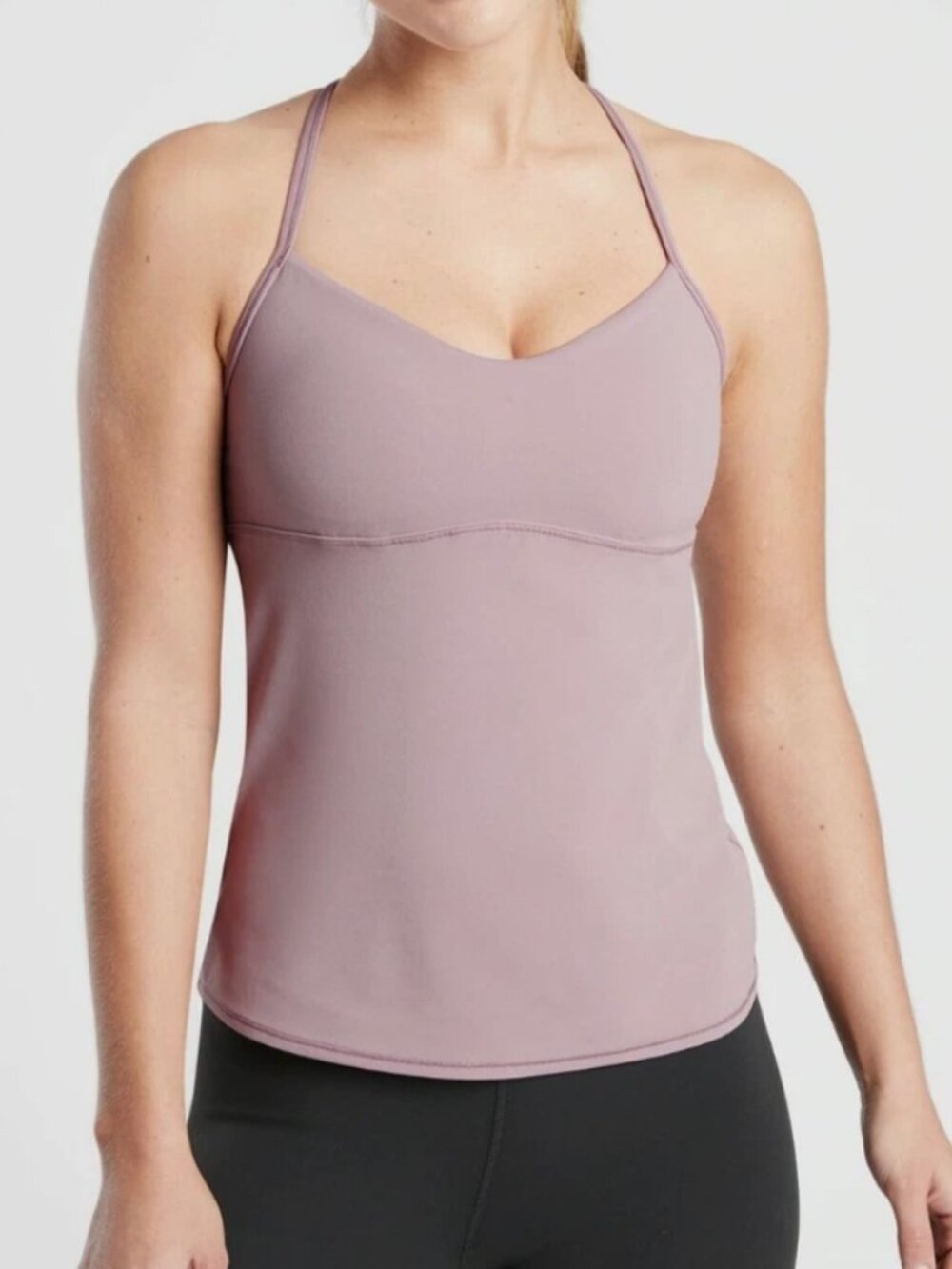 Athleta Vinyasa Dusty Mauve Strappy Shelf Tank